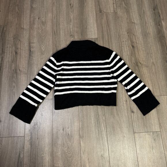 J.Crew Chunky Crewneck Sweater WMNS S Black White Merino Wool Alpaca Blend Knit - Picture 4 of 6